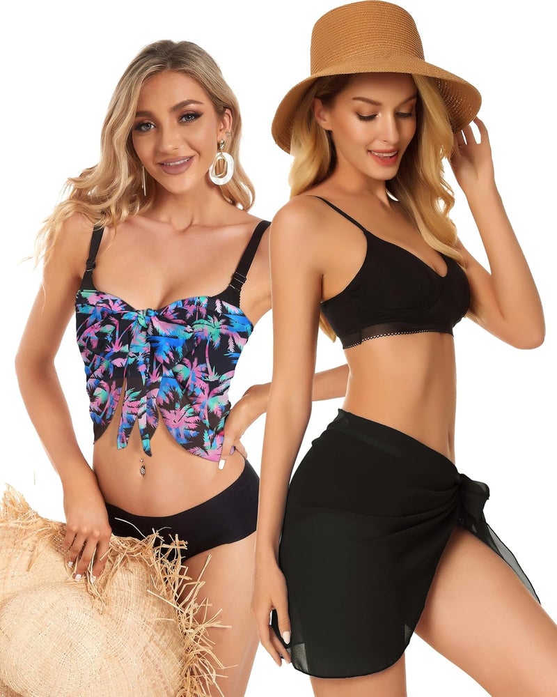 CHICGAL 2 Pieces Women Beach Sarong Bathing Suit Wrap Skirt Sheer Bikini Swimsuit Cover Ups for Swimwear - Image 2